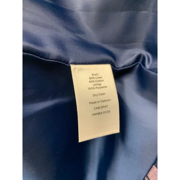 Talbots Blue Pink Plaid Linen Blend 1 Button Vented Back Blazer Jacket Size 4 - Picture 4 of 8
